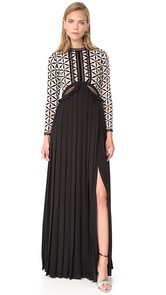 Self Portrait Guipure Maxi Dress with Waist Cutouts