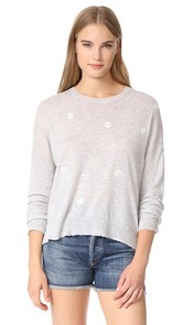 SUNDRY Daisy Patches Crew Neck Sweater