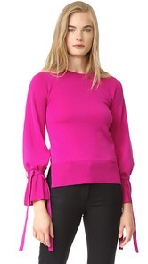 Adam Lippes Bell Sleeve Crew Neck Sweater