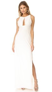 Halston Heritage Round Neck Gown with Twisted Front
