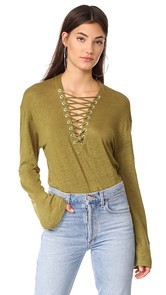 IRO Aletty Lace Up Long Sleeve Tee