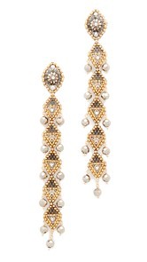 Miguel Ases Linear Drop Earrings with Dangling Beads