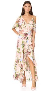 Nicholas Evie Floral Wrap Flounce Maxi Dress