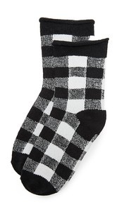 Plush Rolled Fleece Plaid Socks