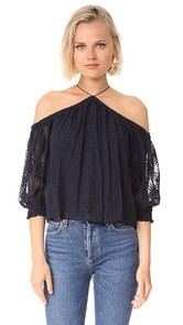 Rebecca Taylor Off Shoulder Embroidered Top