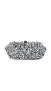 Santi Grey Imitation Pearl Embroidered Clutch