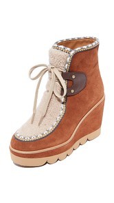See by Chloe Klaudia Wedge Shearling Booties