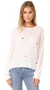 SUNDRY Star Patches Crew Neck Sweater