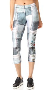 Terez Denim Sequins Patches Performance Capri Leggings