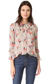 Derek Lam 10 Crosby Blouse with Ruffle Sleeves