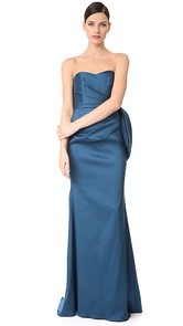 Badgley Mischka Collection Bow Back Micado Gown