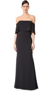 Badgley Mischka Collection Ribbon Laces Cape Gown