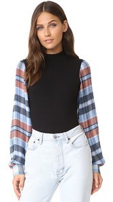 Opening Ceremony Plaid Long Sleeve Body Suit