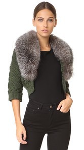 Yigal Azrouel Bolero Sweater with Fur Trim
