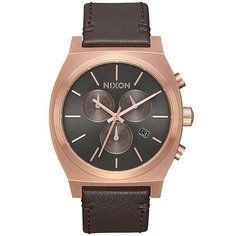 Кварцевые часы Nixon Time Teller Chrono Leather Gold/Gunmetal/Brown