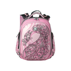 Ранец жесткокаркасный BRAUBERG, для средней школы,2 отделения, девочка,Кружево, 13 литров,38*28*12см