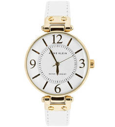Часы с белым кожаным браслетом Anne Klein