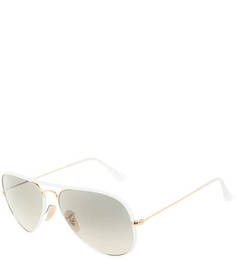 Очки-авиаторы в бело-золотистой оправе Ray Ban