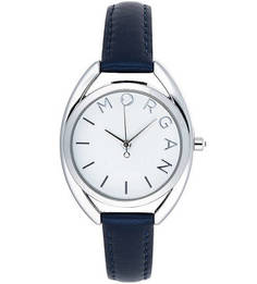 Часы из нержавеющей стали с синим кожаным браслетом Morgan