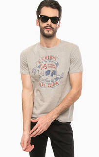 Серая хлопковая футболка с принтом D&S Ralph Lauren