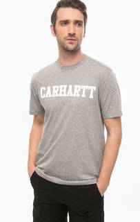 Серая футболка из хлопка с принтом Carhartt WIP