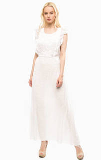 Длинное белое платье с кружевной спинкой MET