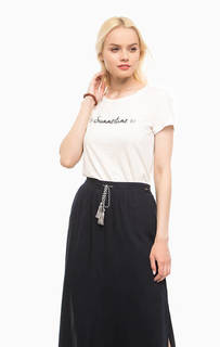 Белая хлопковая футболка с принтом Tom Tailor Denim