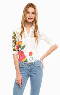 Белая рубашка с прозрачными вставками Desigual