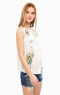 Блуза без рукавов с вышивкой бисером Desigual