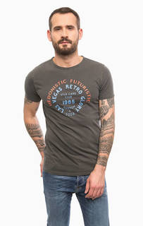 Серая футболка из хлопка с принтом Scotch&Soda