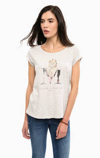 Серая хлопковая футболка с принтом Mustang