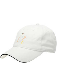 Белая хлопковая бейсболка с принтом Lacoste