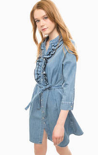 Джинсовое платье на кнопках с рюшами Fornarina