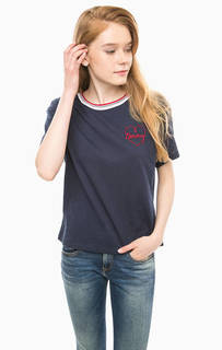 Синяя футболка с вышивкой Hilfiger Denim