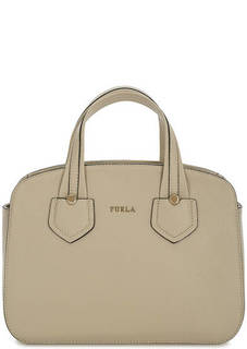 Бежевая сумка из натуральной кожи на молнии Furla