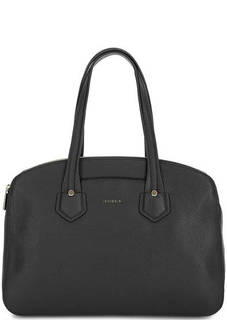 Черная кожаная сумка с одним отделом Furla