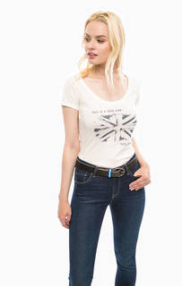 Футболка с короткими рукавами молочного цвета Pepe Jeans