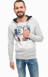 Серая толстовка с капюшоном Pepe Jeans
