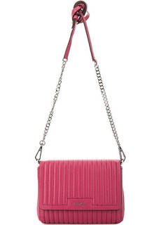 Стеганая сумка из натуральной кожи цвета фуксии Dkny