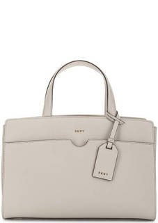 Серая кожаная сумка с двумя отделами Dkny
