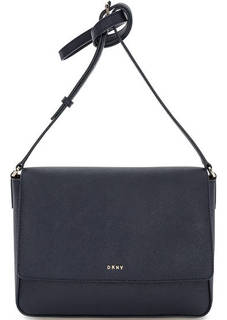 Синяя кожаная сумка с одним отделом Dkny