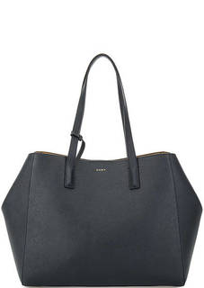 Вместительная синяя сумка из сафьяновой кожи Dkny