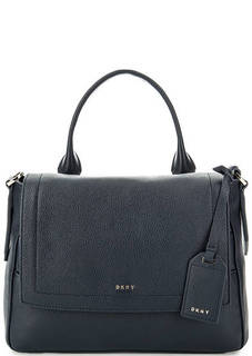 Синяя кожаная сумка с карманами Dkny