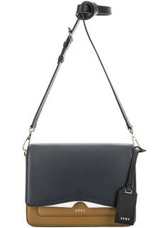 Сумка из гладкой кожи с откидным клапаном Dkny