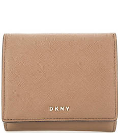 Кошелек из сафьяновой кожи коричневого цвета Dkny