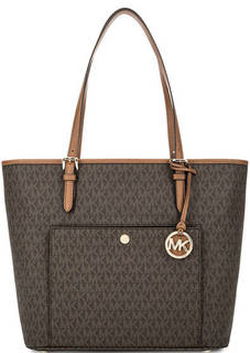 Коричневая сумка на молнии с двумя отделами Michael Michael Kors