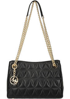Стеганая кожаная сумка черного цвета Michael Michael Kors
