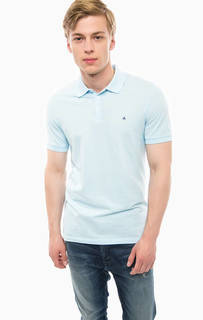 Голубая футболка поло из хлопка Calvin Klein Jeans