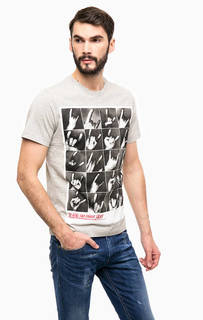 Серая хлопковая футболка с принтом Diesel
