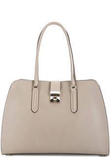 Вместительная серая сумка из гладкой кожи Furla